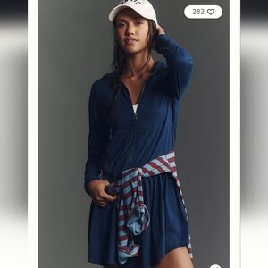 Daily Practice Taylor Long-Sleeve Zip-Front Mini Dress Navy Size Small